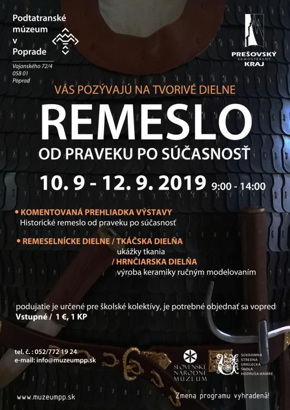 Dni európskeho kultúrneho dedičstva 2019 Historické remeslo od praveku po súčasnosť.jpg Dni európskeho kultúrneho dedičstva 2019 Historické remeslo od praveku po súčasnosť.jpg