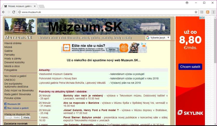 Dizajn projektu Muzeum.SK do februára 2018